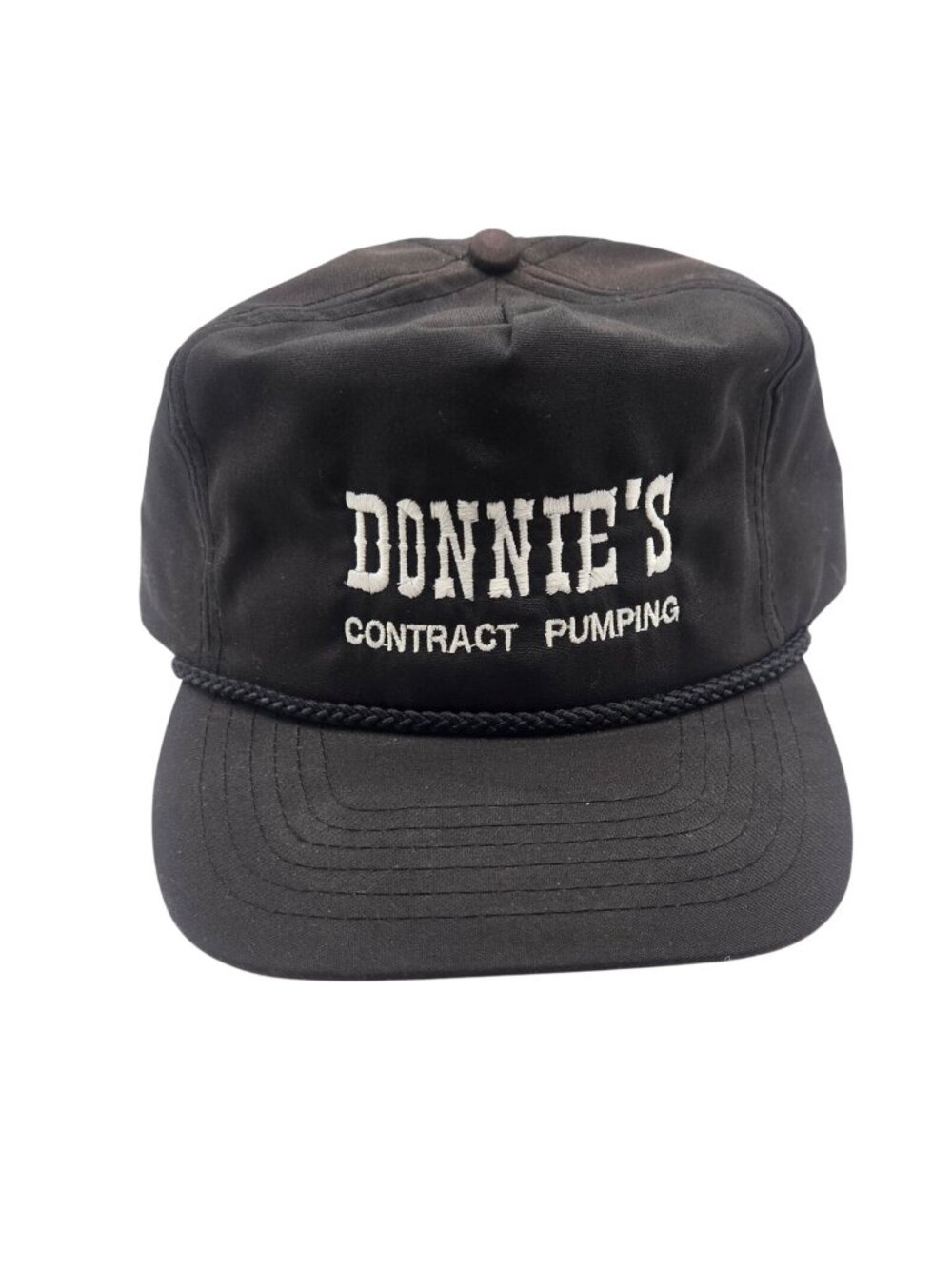 Vintage Donnies Contract Pumping Black Strapback Hat Embroidered Logo Vintage